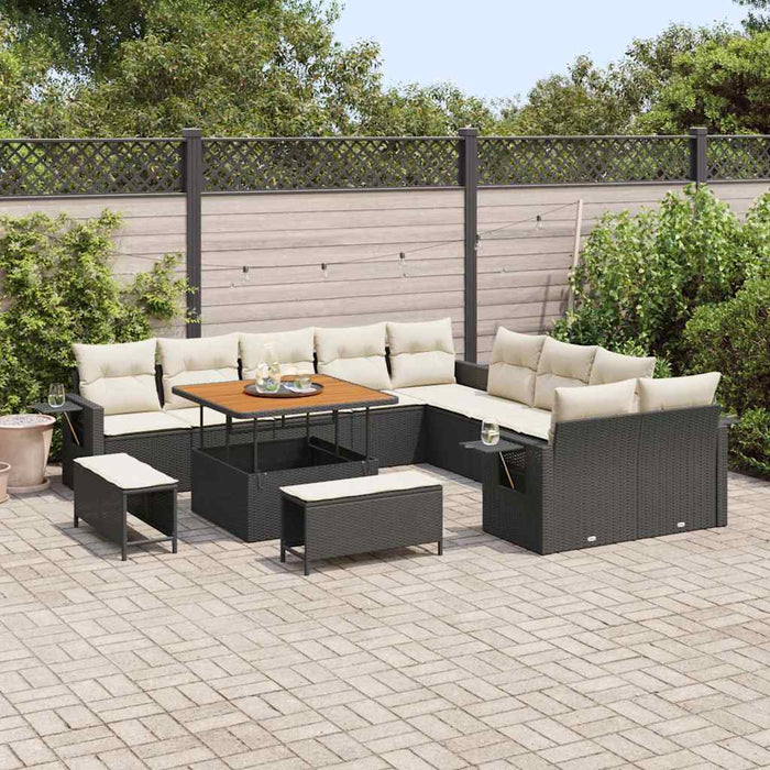 Set de canapele pentru grădină 13 pcs Negru poliratan - WALTI WALTI