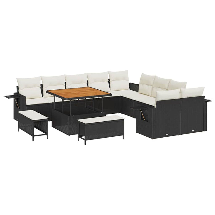 Set de canapele pentru grădină 13 pcs Negru poliratan - WALTI WALTI