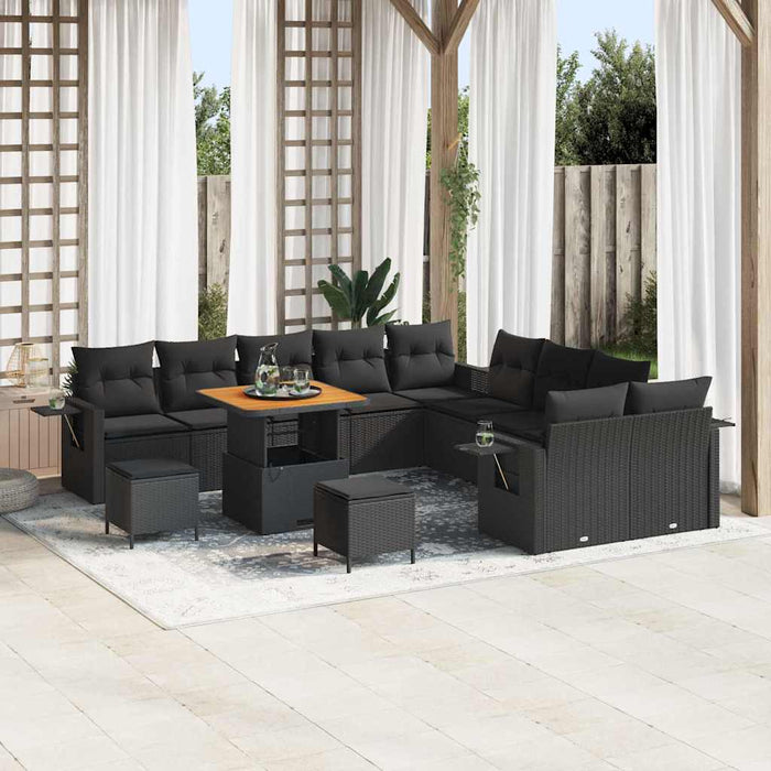 Set de canapele pentru grădină 13 pcs Negru poliratan - WALTI WALTI