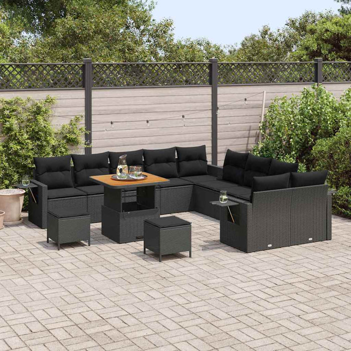 Set de canapele pentru grădină 13 pcs Negru poliratan - WALTI WALTI