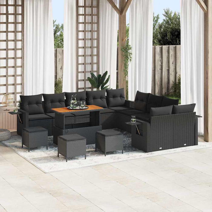 Set de canapele pentru grădină 14 pcs Negru poliratan - WALTI WALTI