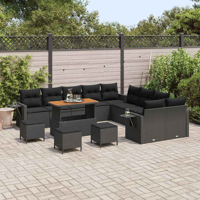 Set de canapele pentru grădină 14 pcs Negru poliratan - WALTI WALTI