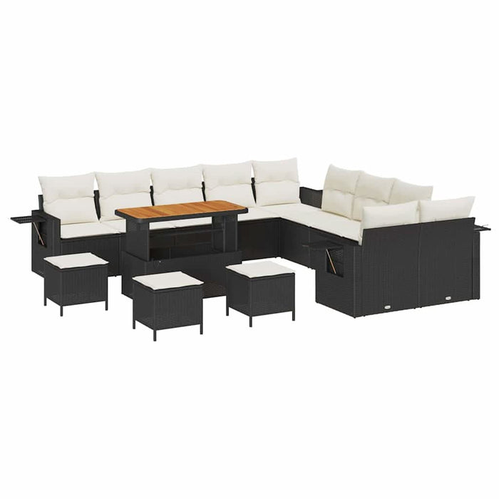 Set de canapele pentru grădină 14 pcs Negru poliratan - WALTI WALTI