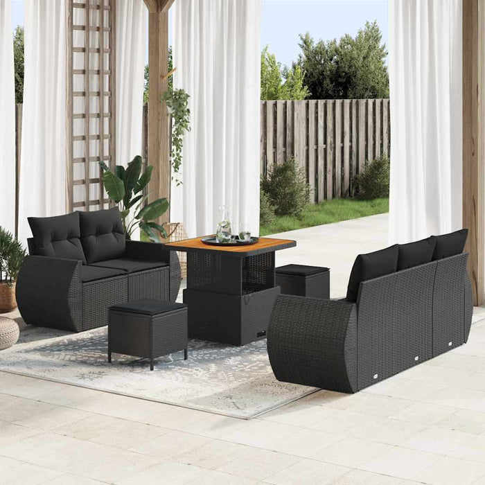 Set de canapele pentru grădină 8 pcs Negru poliratan - WALTI WALTI