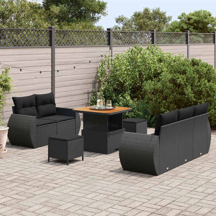 Set de canapele pentru grădină 8 pcs Negru poliratan - WALTI WALTI