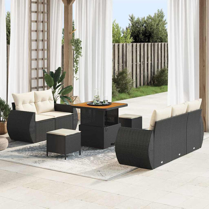 Set de canapele pentru grădină 8 pcs Negru poliratan - WALTI WALTI
