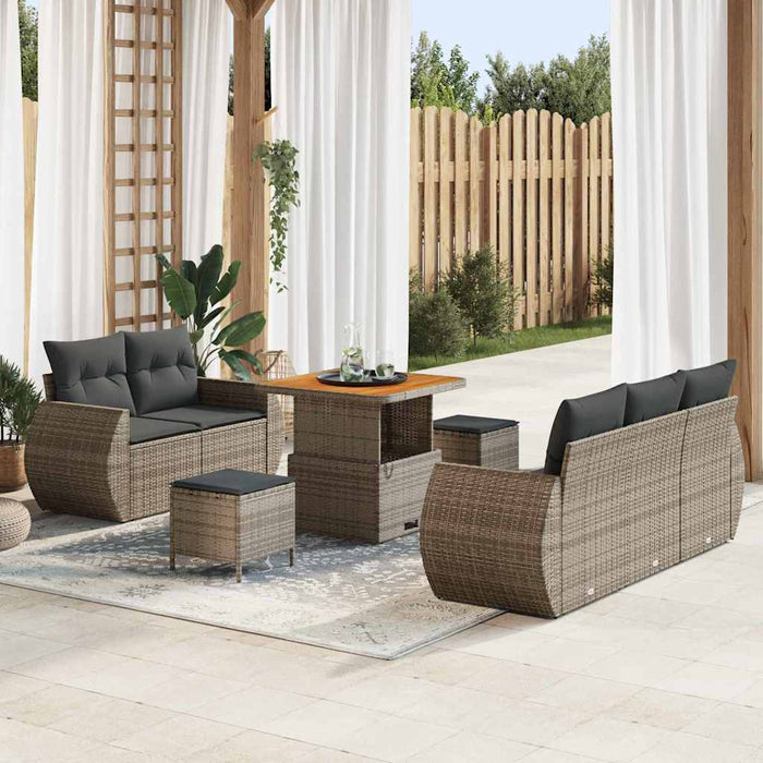 Set de canapele pentru grădină cu pernă 8 pcs Gri poliratan - WALTI WALTI