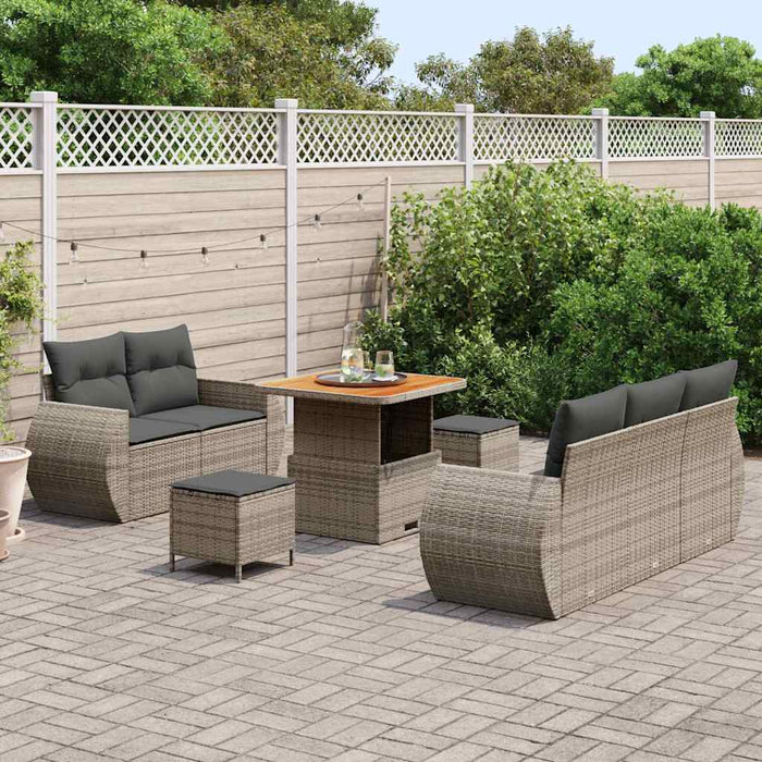 Set de canapele pentru grădină cu pernă 8 pcs Gri poliratan - WALTI WALTI