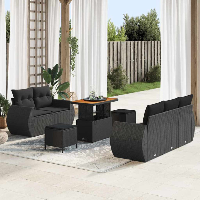 Set de canapele pentru grădină 8 pcs Negru poliratan - WALTI WALTI