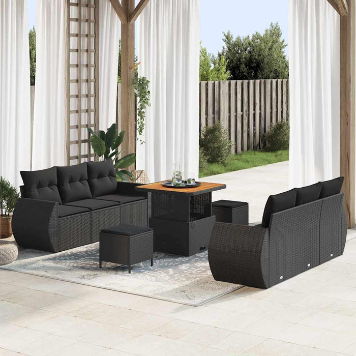 Set de canapele pentru grădină 9 pcs Negru poliratan - WALTI WALTI