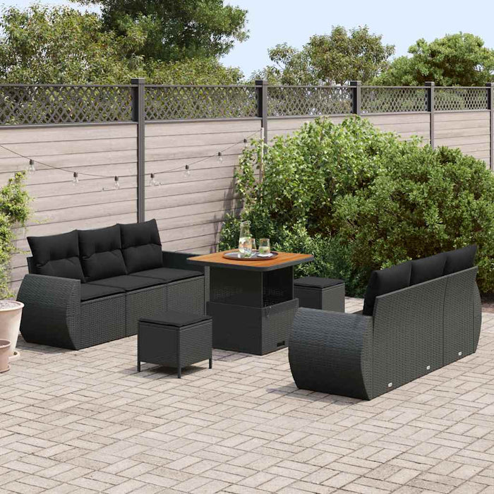Set de canapele pentru grădină 9 pcs Negru poliratan - WALTI WALTI