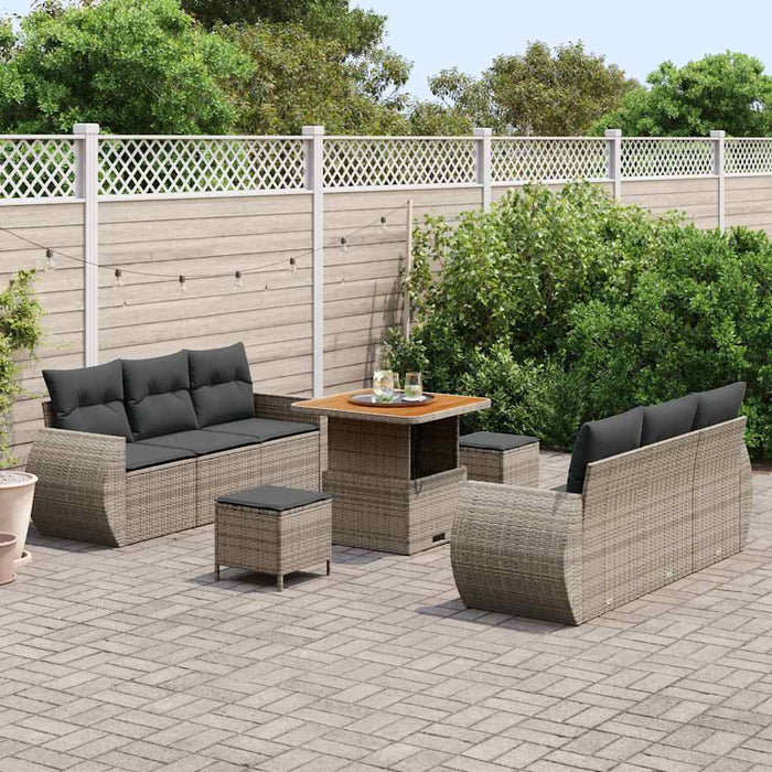 Set de canapele pentru grădină cu pernă 9 pcs Gri poliratan - WALTI WALTI