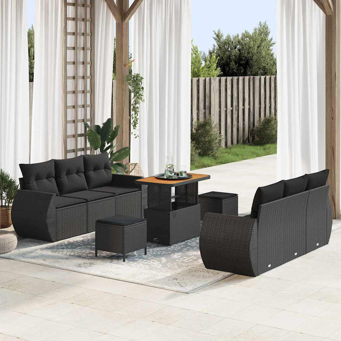 Set de canapele pentru grădină 9 pcs Negru poliratan - WALTI WALTI