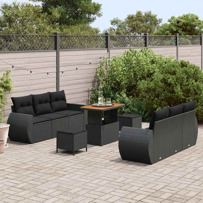 Set de canapele pentru grădină 9 pcs Negru poliratan - WALTI WALTI