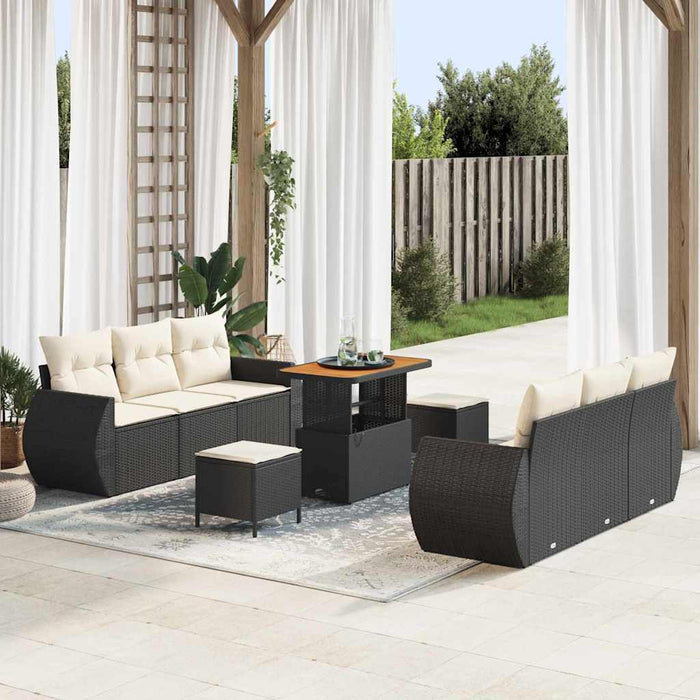 Set de canapele pentru grădină 9 pcs Negru poliratan - WALTI WALTI