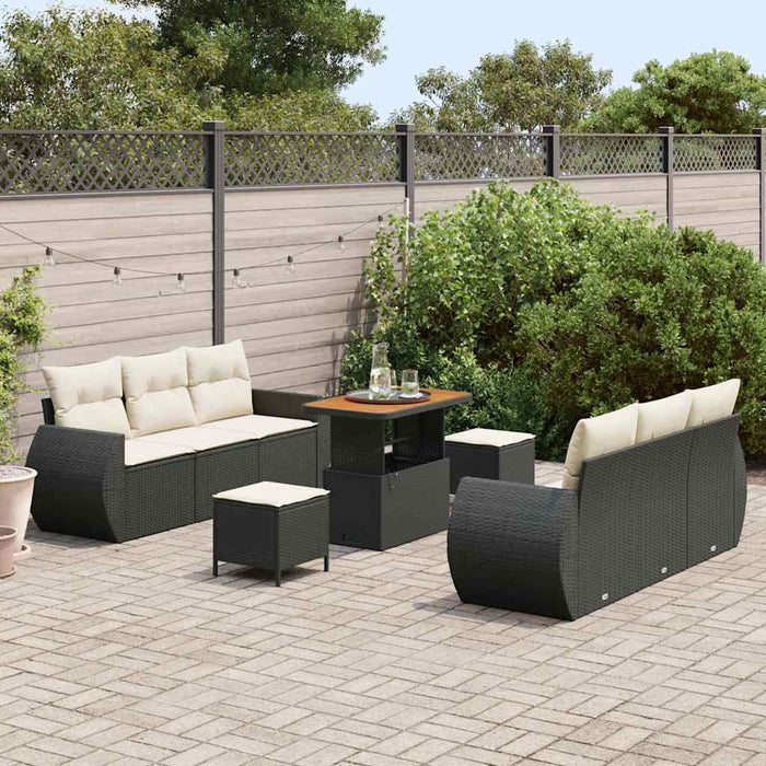 Set de canapele pentru grădină 9 pcs Negru poliratan - WALTI WALTI