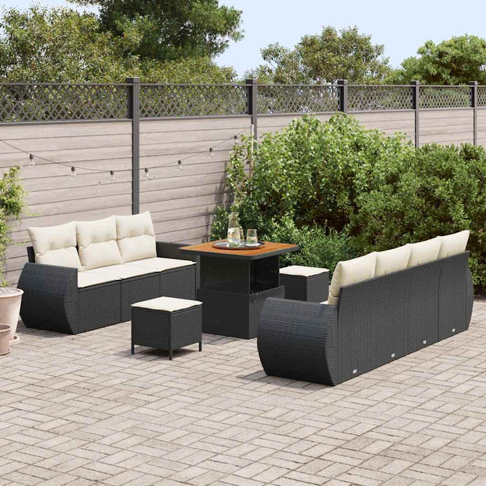 Set de canapele pentru grădină 10 pcs Negru poliratan - WALTI WALTI