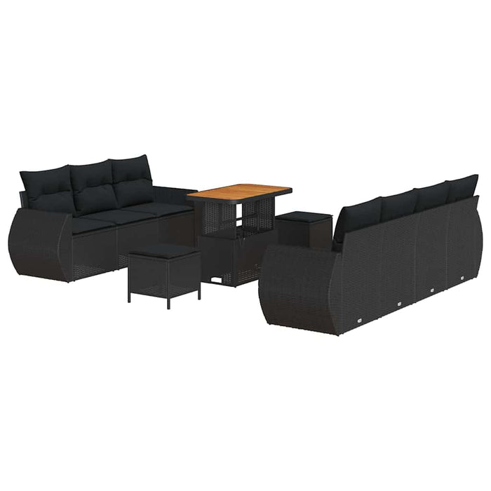 Set de canapele pentru grădină 10 pcs Negru poliratan - WALTI WALTI