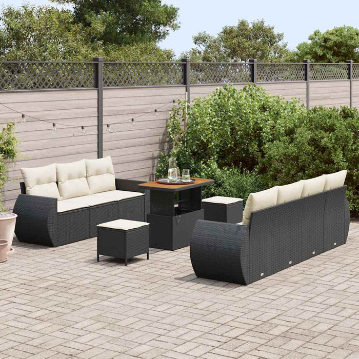Set de canapele pentru grădină 10 pcs Negru poliratan - WALTI WALTI