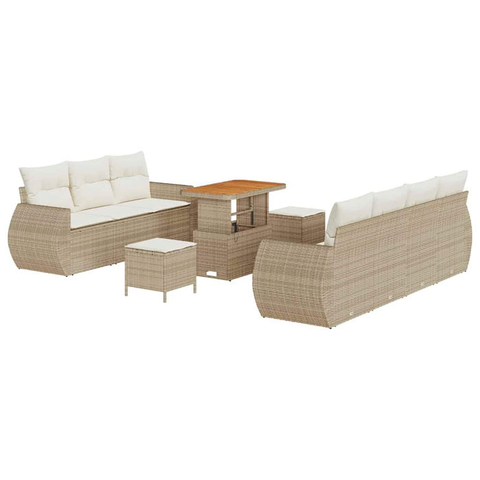 Set de canapele pentru grădină cu pernă 10 pcs Bej poliratan WALTI