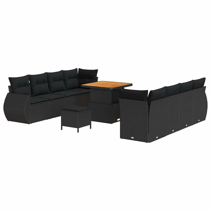 Set de canapele pentru grădină 11 pcs Negru poliratan - WALTI WALTI