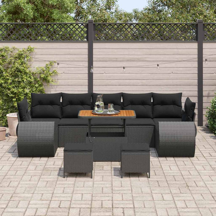 Set de canapele pentru grădină 10 pcs Negru poliratan - WALTI WALTI