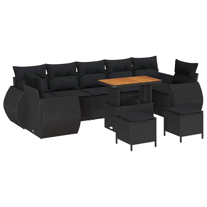 Set de canapele pentru grădină 10 pcs Negru poliratan - WALTI WALTI