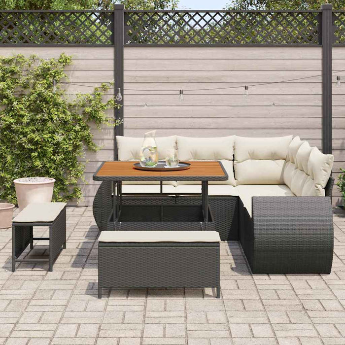 Set de canapele pentru grădină 8 pcs Negru poliratan - WALTI WALTI