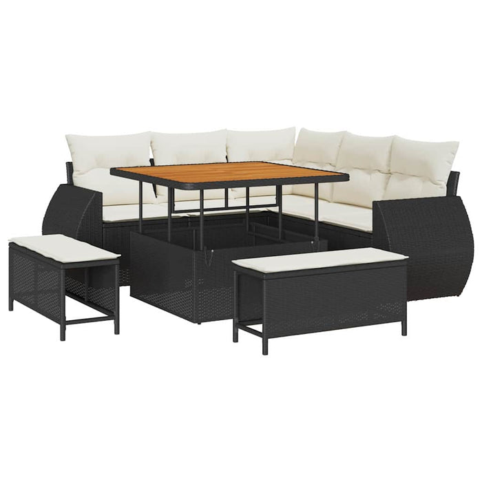 Set de canapele pentru grădină 8 pcs Negru poliratan - WALTI WALTI