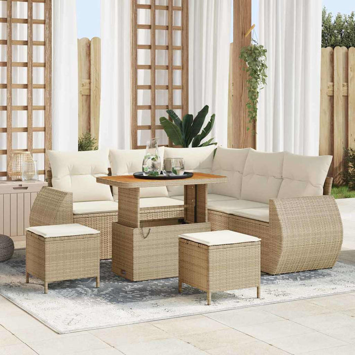 Set de canapele pentru grădină 8 pcs Bej poliratan WALTI