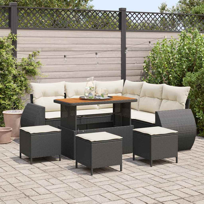 Set de canapele pentru grădină 9 pcs Negru poliratan - WALTI WALTI