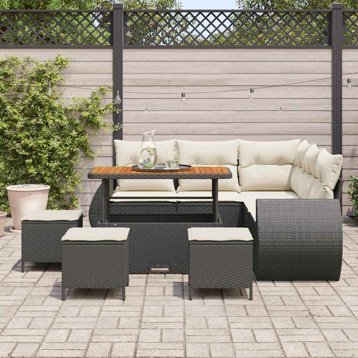 Set de canapele pentru grădină 9 pcs Negru poliratan - WALTI WALTI