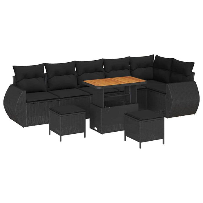Set de canapele pentru grădină 9 pcs Negru poliratan - WALTI WALTI