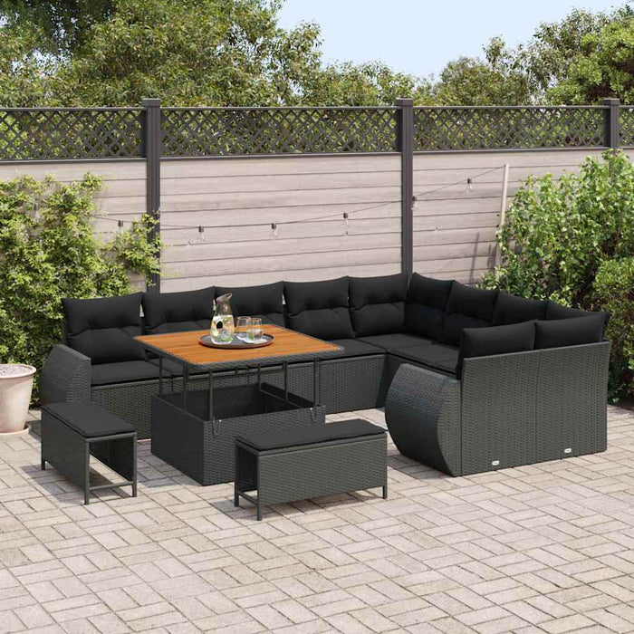 Set de canapele pentru grădină 12 pcs Negru poliratan - WALTI WALTI