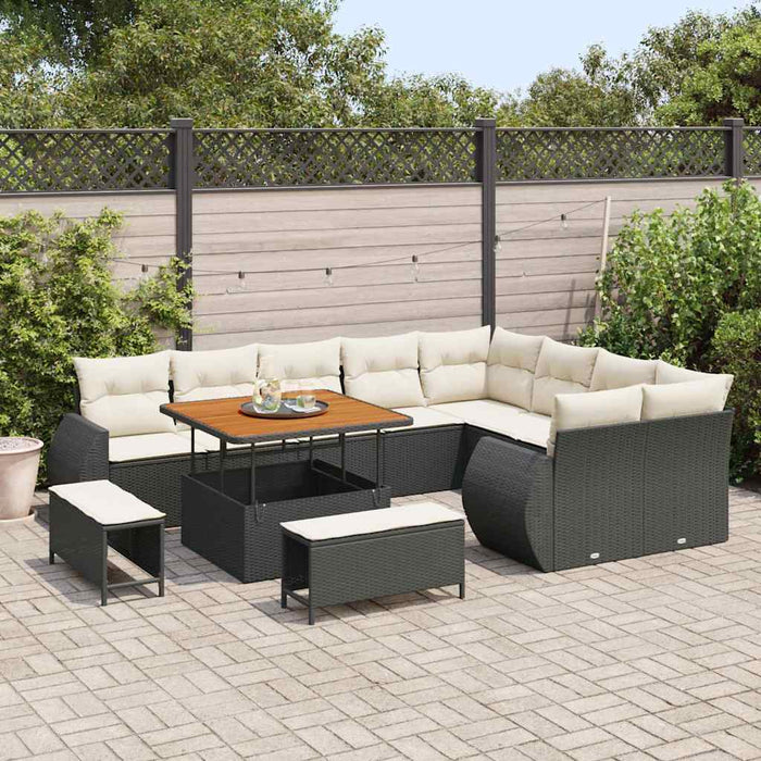 Set de canapele pentru grădină 12 pcs Negru poliratan - WALTI WALTI