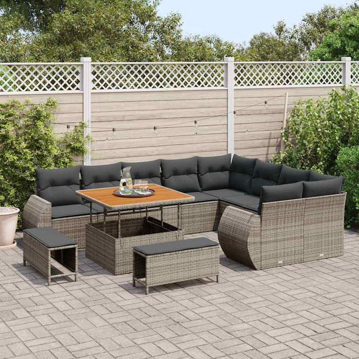Set de canapele pentru grădină 12 pcs Gri poliratan - WALTI WALTI
