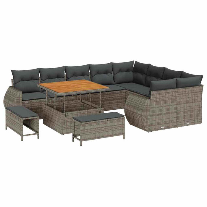 Set de canapele pentru grădină 12 pcs Gri poliratan - WALTI WALTI