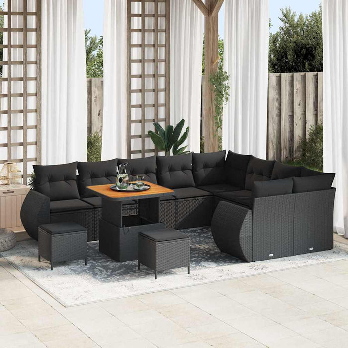 Set de canapele pentru grădină 12 pcs Negru poliratan - WALTI WALTI