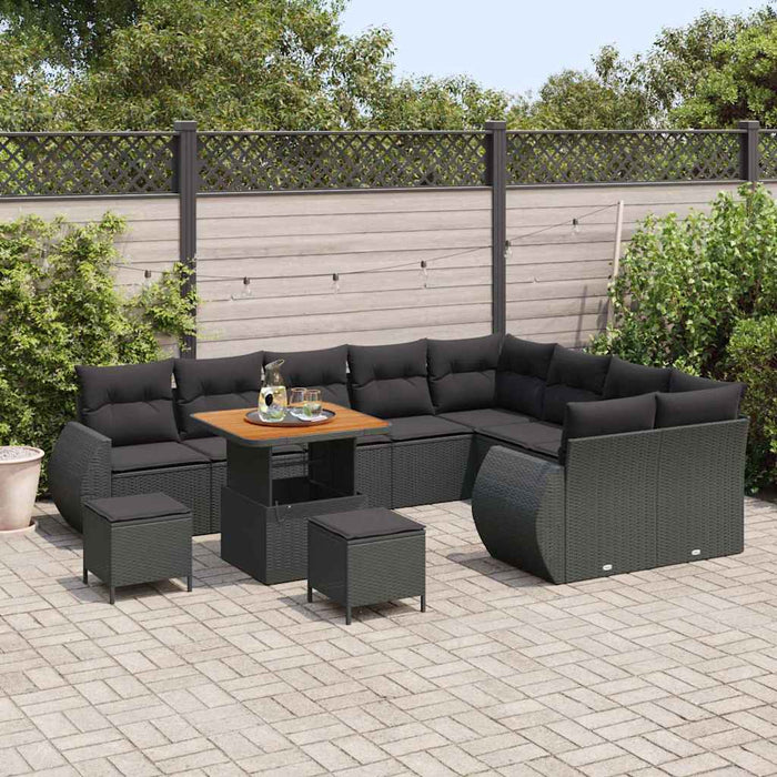 Set de canapele pentru grădină 12 pcs Negru poliratan - WALTI WALTI