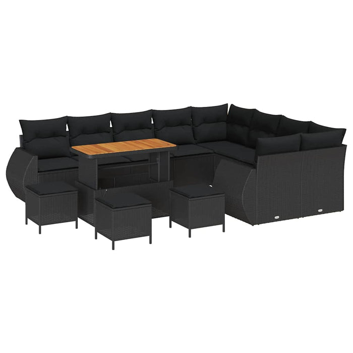 Set de canapele pentru grădină 13 pcs Negru poliratan - WALTI WALTI