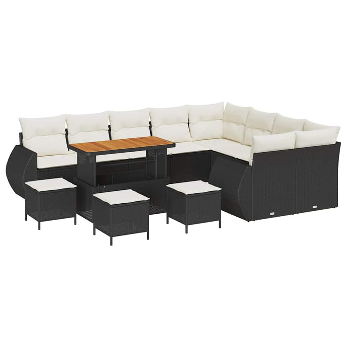 Set de canapele pentru grădină 13 pcs Negru poliratan - WALTI WALTI