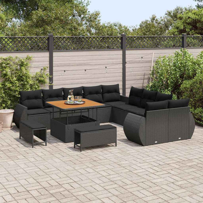 Set de canapele pentru grădină 13 pcs Negru poliratan - WALTI WALTI