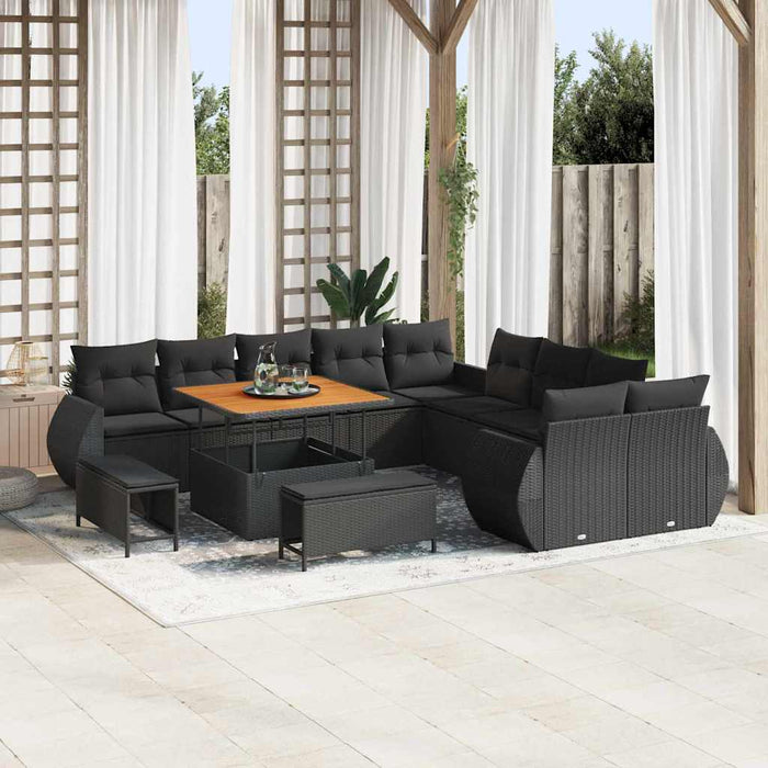 Set de canapele pentru grădină 13 pcs Negru poliratan - WALTI WALTI