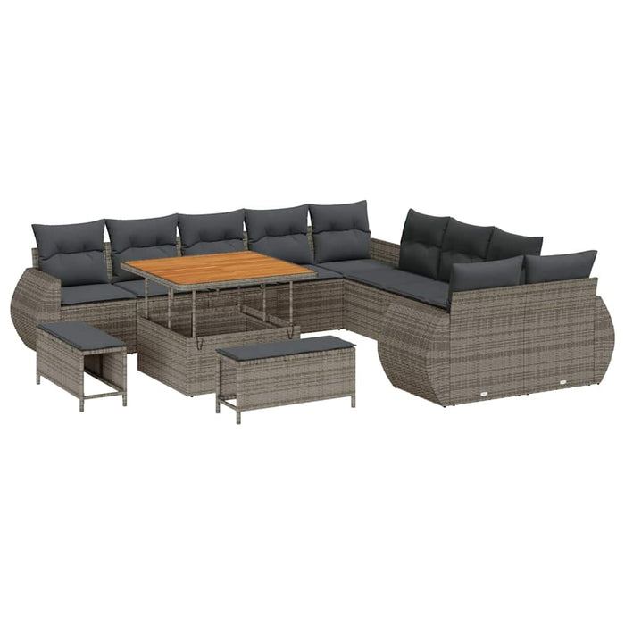Set de canapele pentru grădină 13 pcs Gri poliratan - WALTI WALTI