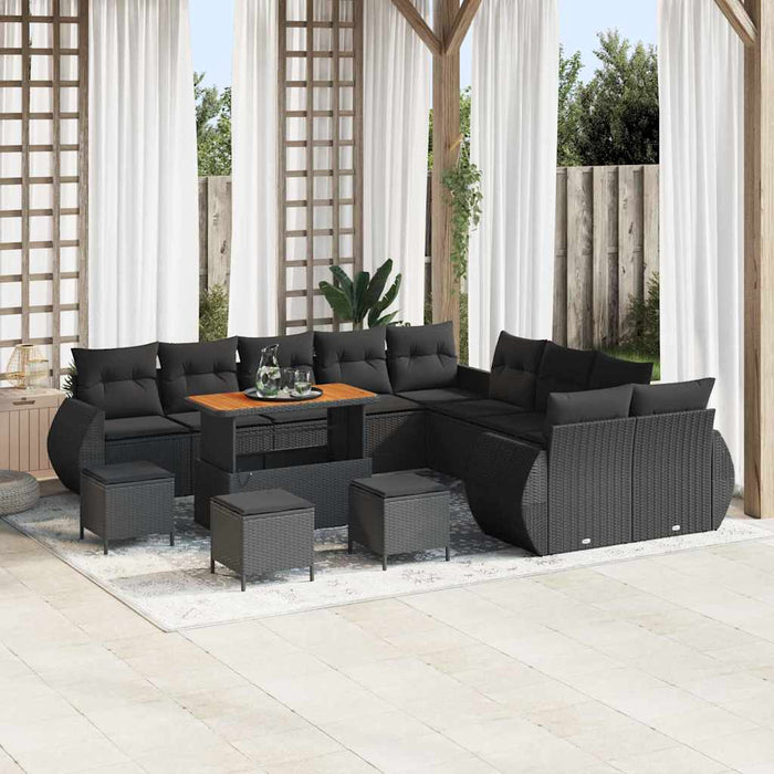Set de canapele pentru grădină 14 pcs Negru poliratan - WALTI WALTI