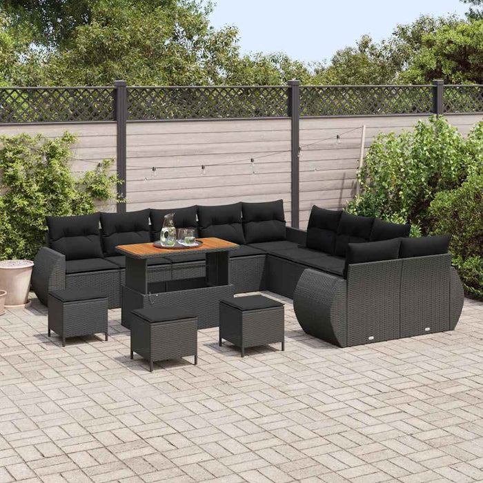 Set de canapele pentru grădină 14 pcs Negru poliratan - WALTI WALTI