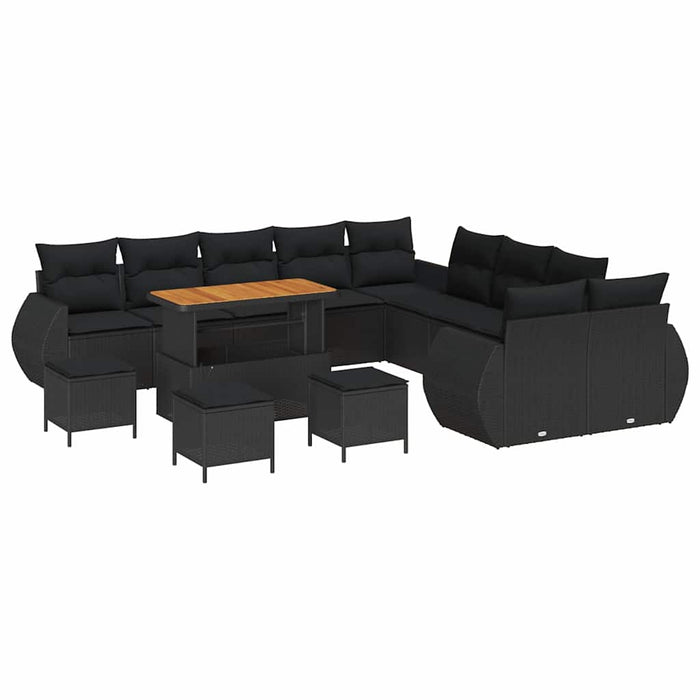 Set de canapele pentru grădină 14 pcs Negru poliratan - WALTI WALTI