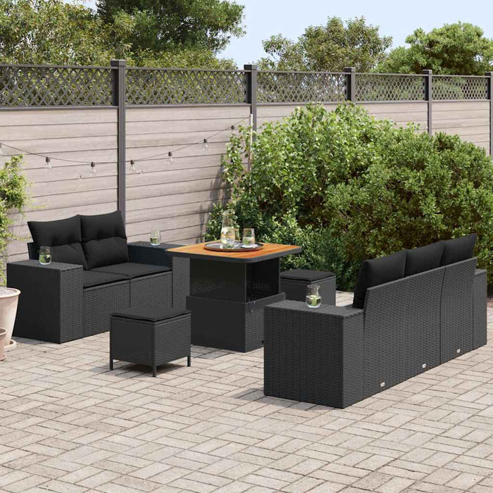 Set de canapele pentru grădină 8 pcs Negru poliratan - WALTI WALTI