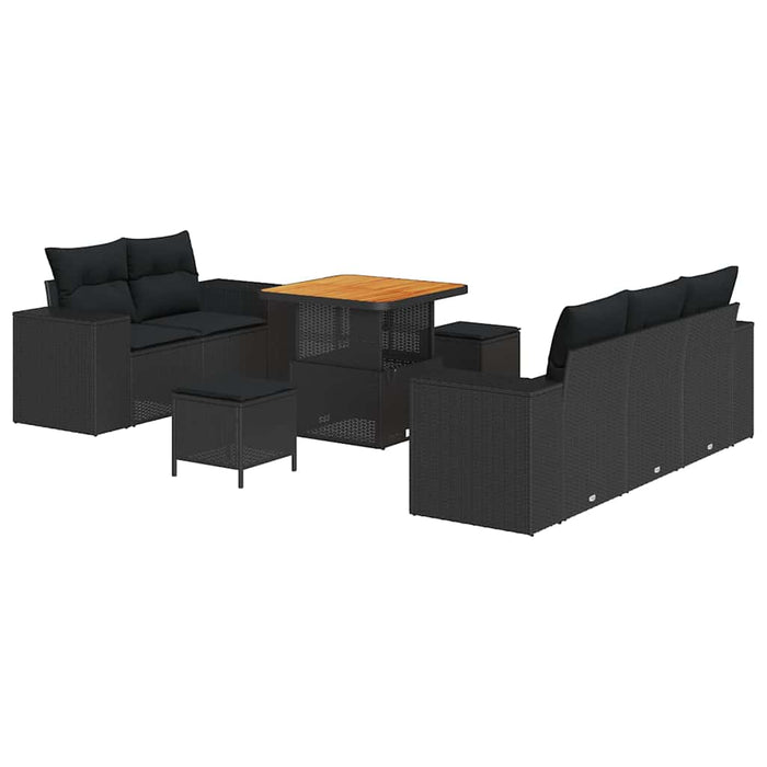 Set de canapele pentru grădină 8 pcs Negru poliratan - WALTI WALTI