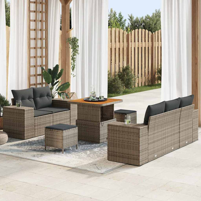 Set de canapele pentru grădină cu pernă 8 pcs Gri poliratan - WALTI WALTI